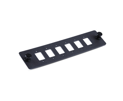 6-Port Blank Fiber Adapter Panel - Compatible with Duplex LC or Simplex SC Couplers (Screw Mounts Included)