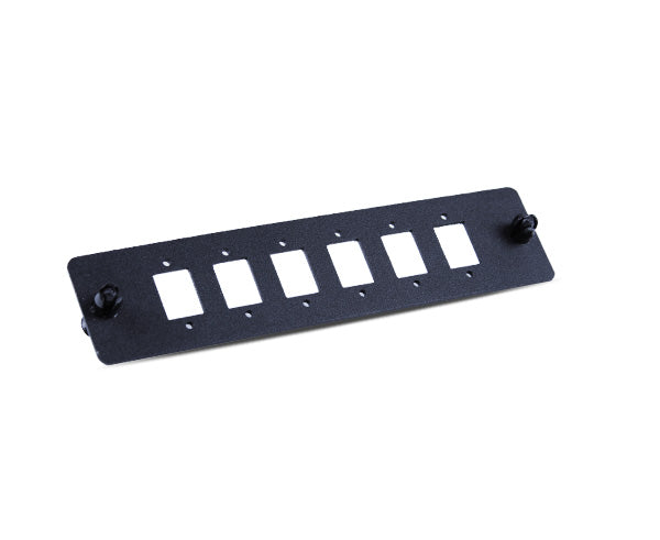 6-Port Blank Fiber Adapter Panel - Compatible with Duplex LC or Simplex SC Couplers (Screw Mounts Included)