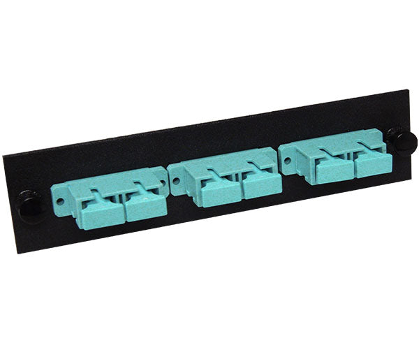 SC 10GB Fiber Optic Adapter Plate with 3 Duplex Multimode Adapters