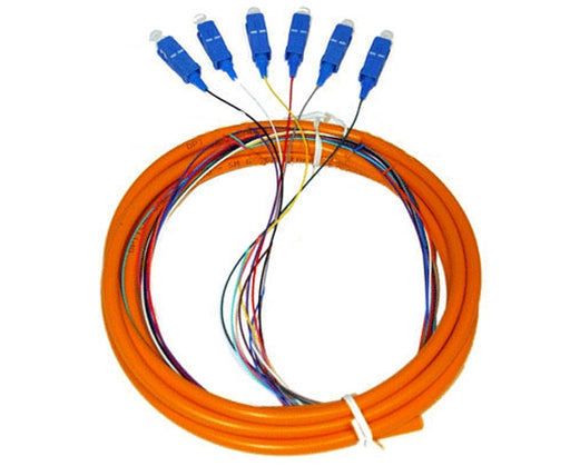 SC UPC 6 Fiber OM1 Multimode Pigtail, Jacketed, 3M