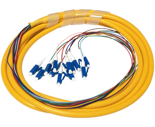 LC UPC 12 Fiber Single Mode Pigtail, Jacketed, 3M
