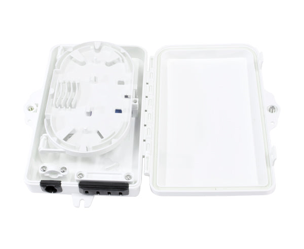 Fiber Termination Box, Wall Mount, Plastic, 4 Splices, Outdoor, IP-66 Rated White