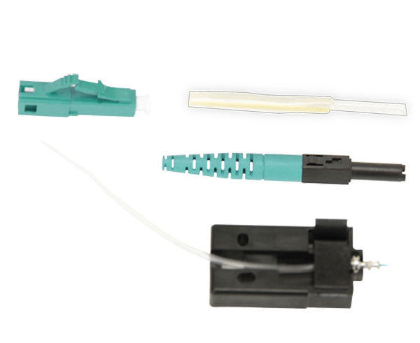 Fiber Optic FUSE Connector, Splice-on, Multimode, 50/125 10 Gig OM3/OM4, LC, 6 Pack