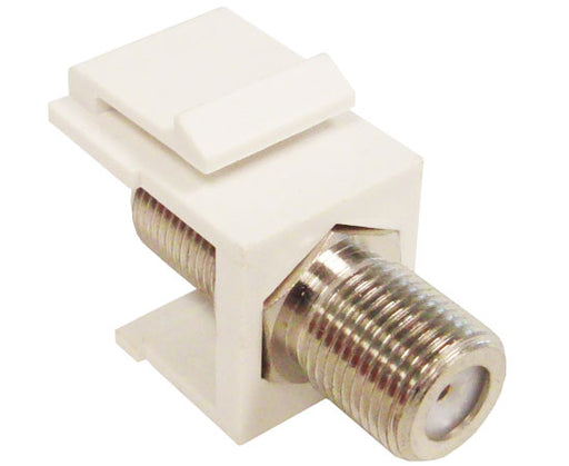   F-81 Keystone Insert, F-Type Female to Female Nickel Plated Coupler. The Snap-In Module Comes in White, Ivory and  Almond
