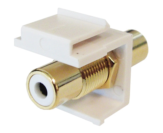 RCA F/F Keystone Modules For Wall Plate angled view - white