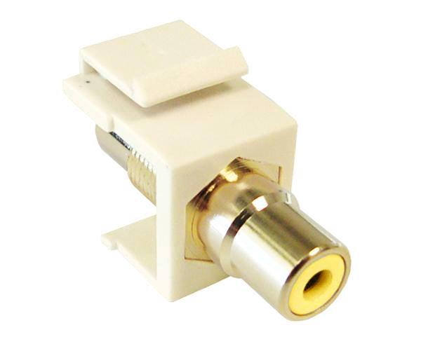 RCA F/F Keystone Modules For Wall Plate angled view - yellow