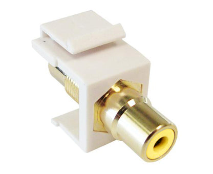 RCA F/F Keystone Modules For Wall Plate angled view - yellow
