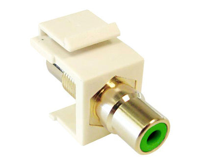 RCA F/F Keystone Modules For Wall Plate angled view - green