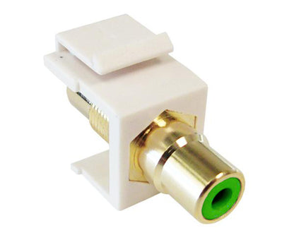 RCA F/F Keystone Modules For Wall Plate angled view - green