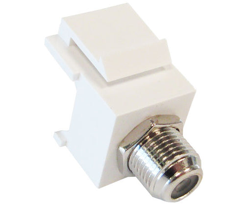 F-81 Coax Keystone Jack, F-Type Female to Female Coupler, Nickel Plated. Supplied in White, Ivory, Black