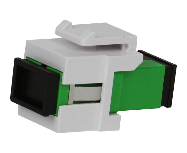HD Fiber Modular Keystone Insert, SC Simplex, SM, APC, White – Primus Cable