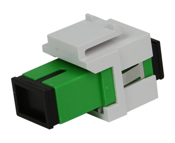HD Fiber Modular Keystone Insert, SC Simplex, SM, APC, White — Primus Cable