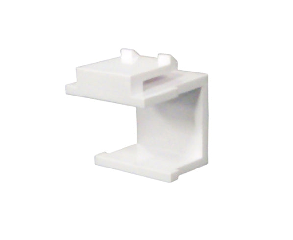 Blank White Keystone Jacks, Snap In, HD Style, UL Listed - angled view