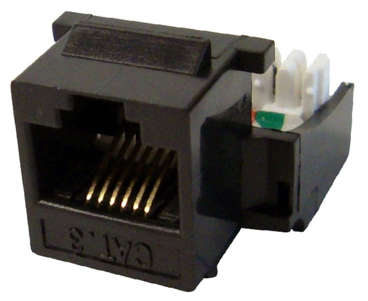 CAT3 Keystone Jack, H-Style RJ11 Telco Jack - Black