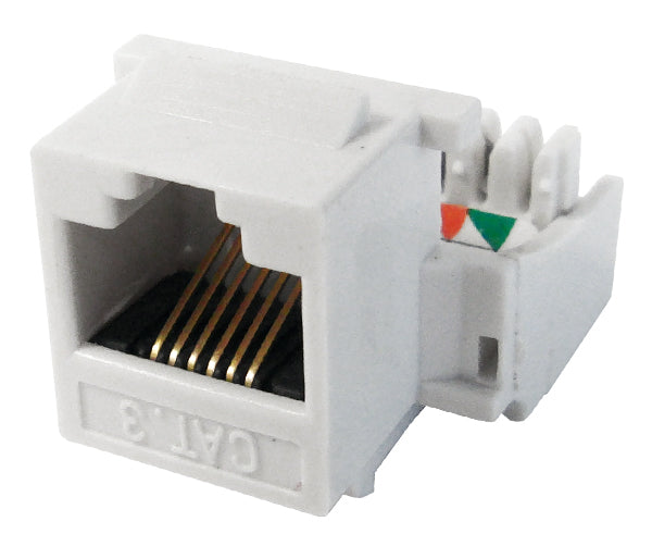 CAT3 Keystone Jack, H-Style RJ11 Telco Jack - White