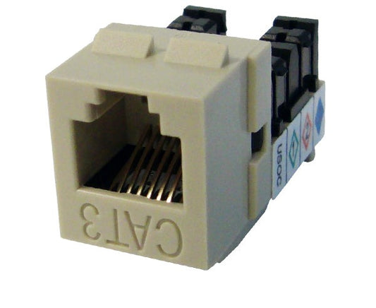 CAT 3 Keystone Jack, MIG+ High Density RJ11 Phone Jack - Almond