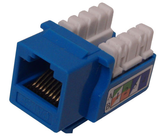 CAT5E U Style Keystone Jack 110 Type Gold Plated Brass Contacts- Blue