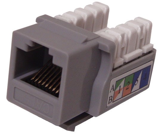CAT5E Unshielded RJ45 Keystone Jack, U-Style, RoHS Compliant - Gray ...