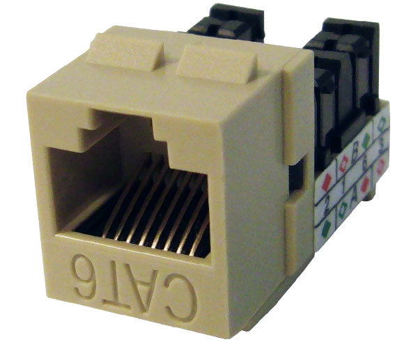 MIG6+ High Density CAT6 Keystone Jack RJ45 8x8 90™ IDC Contacts - Almond