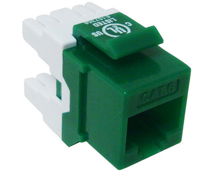 CAT 6 Keystone Jack, MIG+ Component Rated 180™ High Density Data Jack - Green