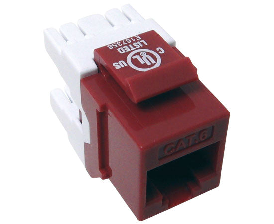 CAT 6 Keystone Jack, MIG+ Component Rated 180™ High Density Data Jack - Red