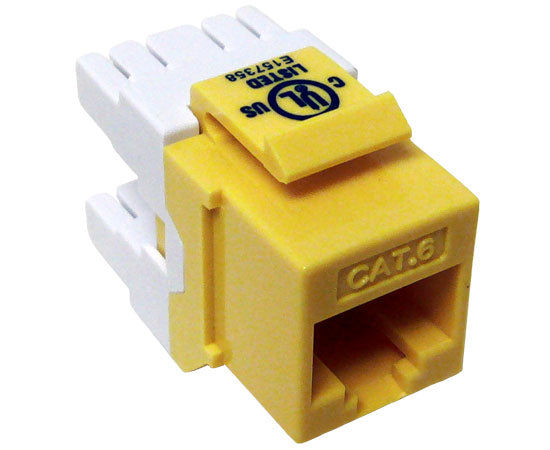 CAT 6 Keystone Jack, MIG+ Component Rated 180™ High Density Data Jack - Yellow