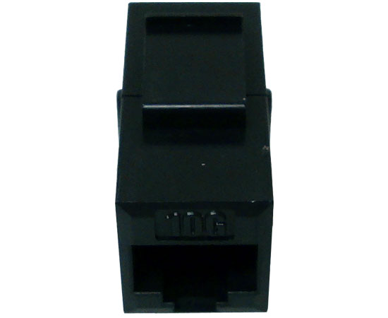CAT6A RJ45 Inline Coupler, Unshielded, Slim Snap-In w/Keystone Latch, Black
