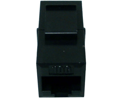 CAT6A RJ45 Inline Coupler, Unshielded, Slim Snap-In w/Keystone Latch, Black