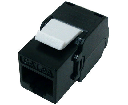 Black CAT 6A Keystone Jack, 10G MIG+ High Density Component Rated 180™ Ethernet Jack