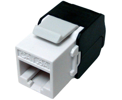 White CAT 6A Keystone Jack, 10G MIG+ High Density Component Rated 180™ Ethernet Jack