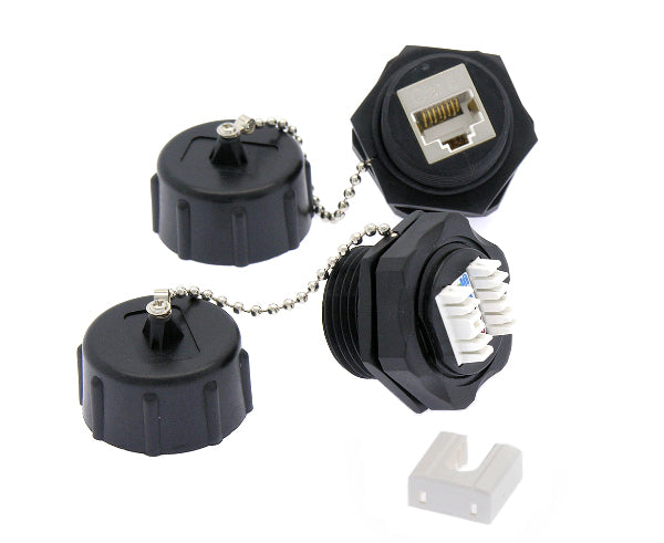 CAT6 RJ45 Shielded Industrial Panel Mount Keystone Jack, Water Sealed, Outdoor