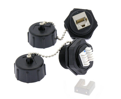 CAT6 RJ45 Shielded Industrial Panel Mount Keystone Jack, Water Sealed, Outdoor
