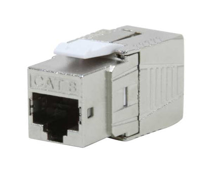 CAT8 Keystone Jack, Shielded, High Density 40G 2Ghz, Toolless, 180 degrees