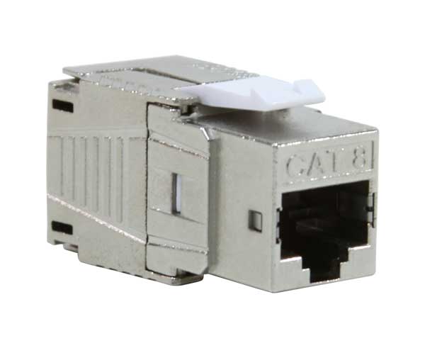 CAT8 Keystone Jack, Shielded, High Density 40G 2Ghz, Toolless, 180 degrees