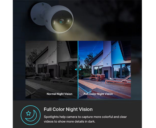 2K HD, Starlight Sensor, Full-Color Night Vision, IP65, WiFi Camera