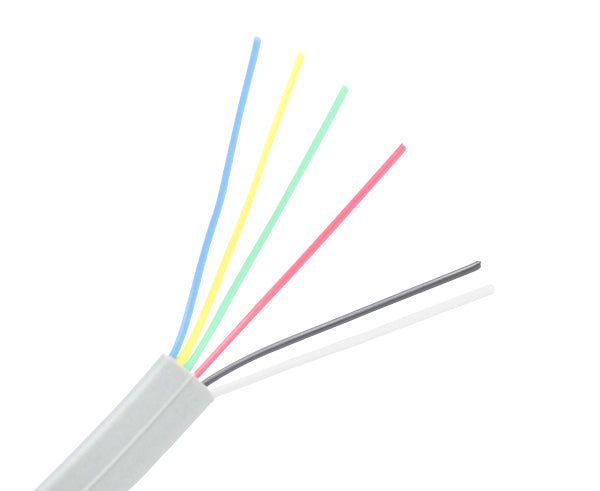 Silver / Flat Modular Cable - 26 AWG - 6 Conductors - Primus Cable