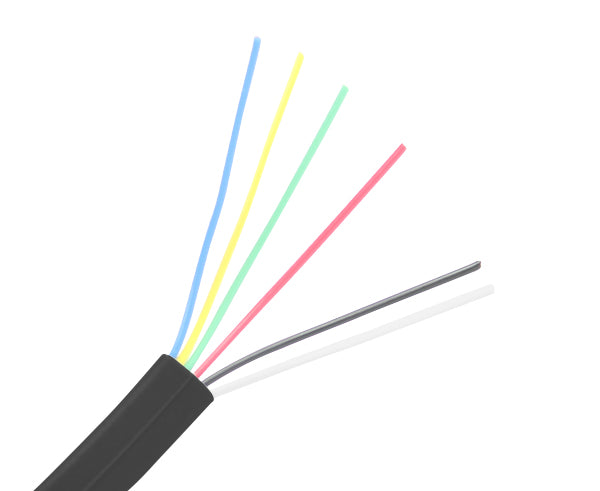 Black / Flat Modular Cable - 26 AWG - 6 Conductors - Primus Cable