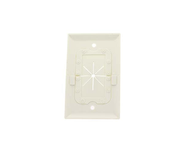 Split Feed-Through Wall Plate, 1-Gang, with Flexible Opening in White or Ivory