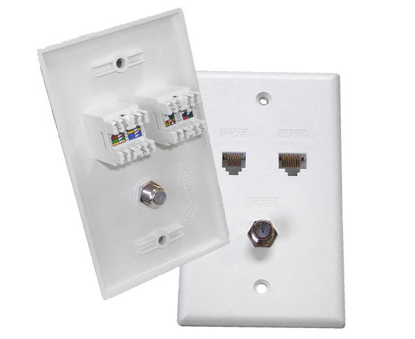 Integrated Wall Plates, Voice/Data, Voice/Data/Video - White