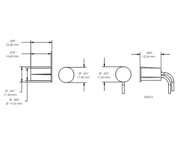 Miniature 3/8” Recessed Switch Set - 20RS-12/20RS-T Series - 10 Pack