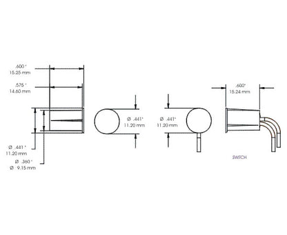 Miniature 3/8” Recessed Switch Set - 20RS-12/20RS-T Series - 10 Pack