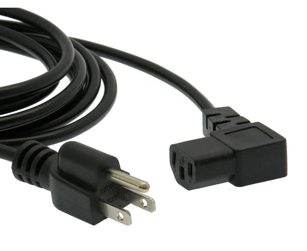 Right Angle Computer Power Cord SVT 18/3 Rated, 5-15P to C13 - Black - Primus Cable