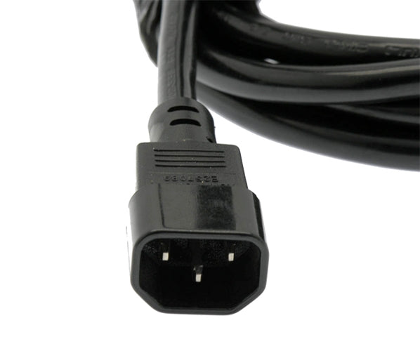 Power Cord, C13 to C14, SJT, 14/3, Black - Close up of plug - Primus Cable