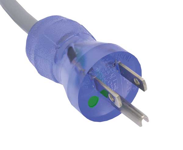 Power Cord, Hospital Grade, 5-15P to C13 SJT 18/3 - Clear Blue - Primus Cable