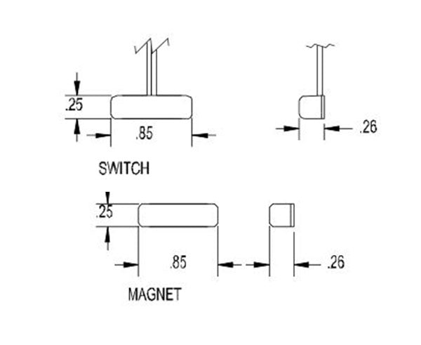 Reed Switch Set, Micro Surface Mount w/ Self-Stick Adhesive & Center Leads