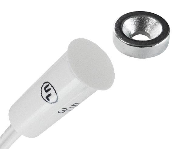 Recessed 3/8" Switch Set Magnetic Contact, 1" Plus Standard Gap, 12" leads, White 
