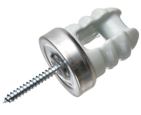 Porcelain Wire Holder With 2-1/4 Lag Screw, Porcelain and galvanized steel