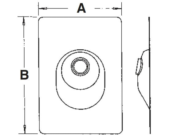 Roof Flashing Galvanized steel with neoprene seal. 10-3/4" x 14-1/2" x 22 gauge - diagram