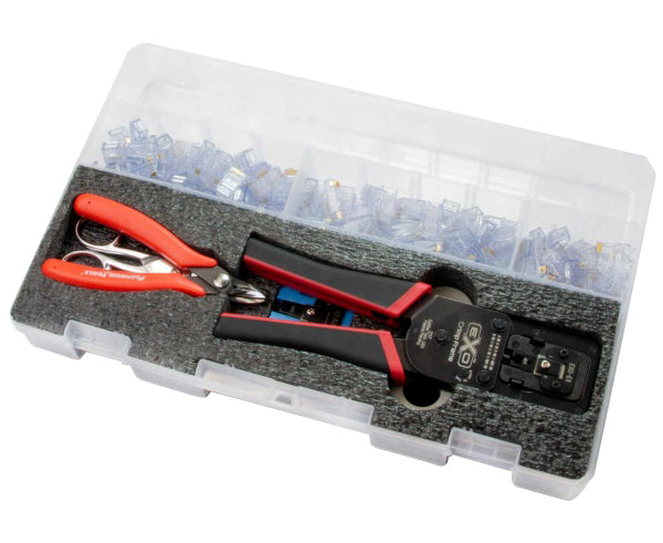 RJ45 Style EXO Cut / Strip / Termination Kit for Cat5E, Cat6, and Cat6A Cables