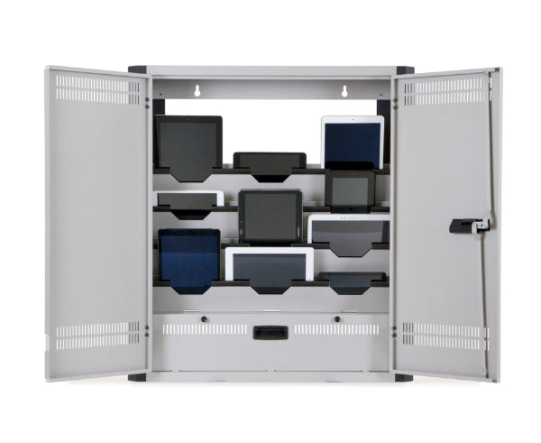 Wall Mount Charging Station - Loaded with Multiple tablets - Open View